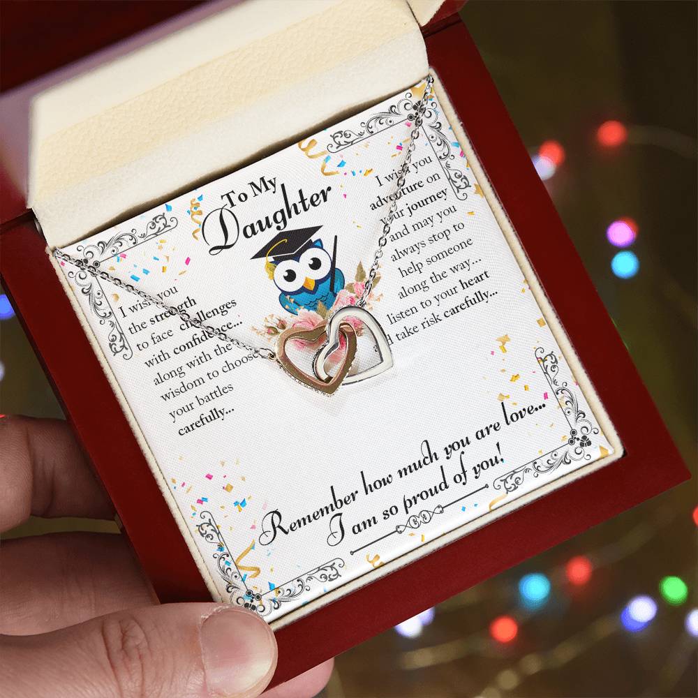 To My Daughter Interlocking Hearts Necklace