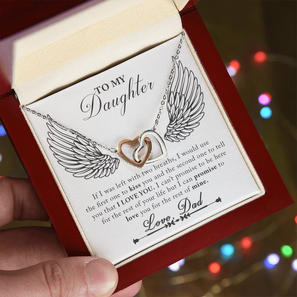 To My Daughter From Dad Interlocking Hearts Necklace Father To Daughter Gift Birthday Gift To Daughter From Dad Daughter Necklace