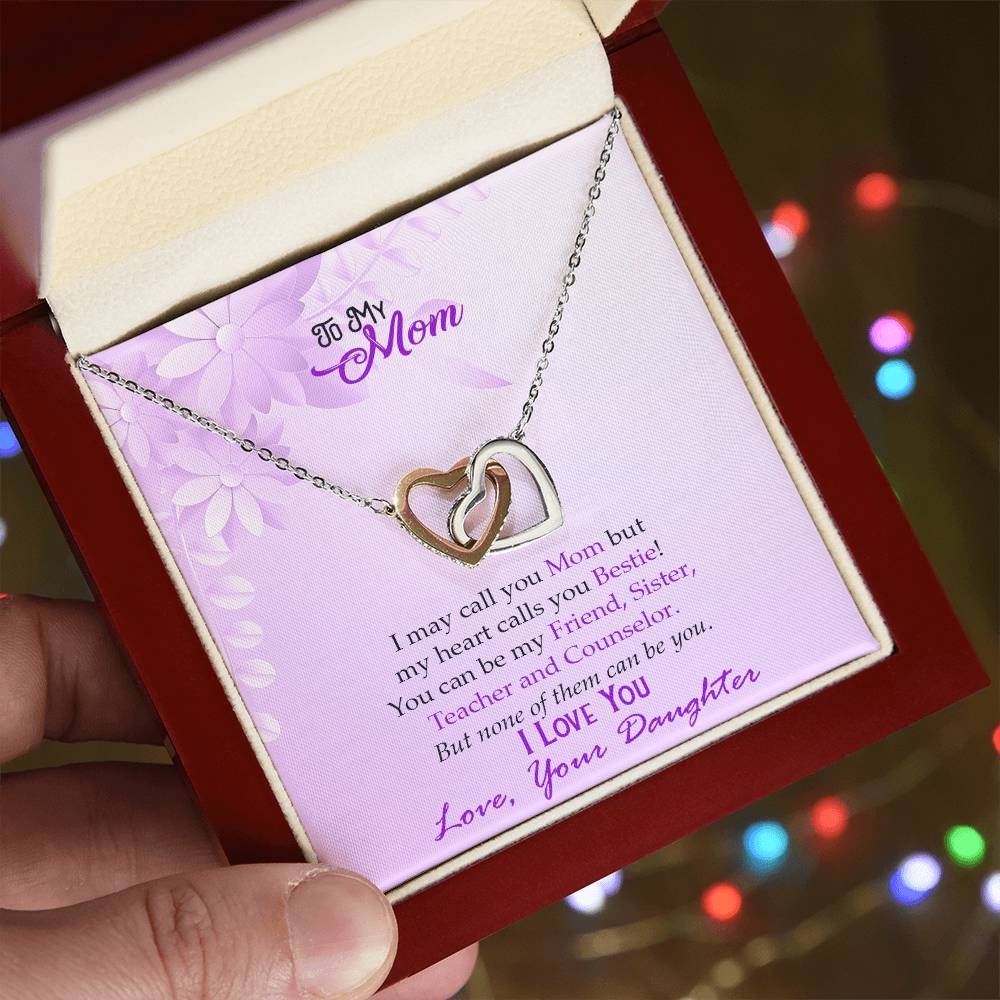 Bestie Mom Two Hearts Necklace Interlocking Hearts Necklace