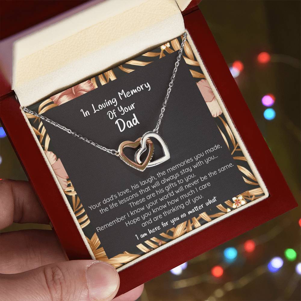 Loss Of Dad Gift - Thinking Of You - Connected Hearts Interlocking Hearts Necklace