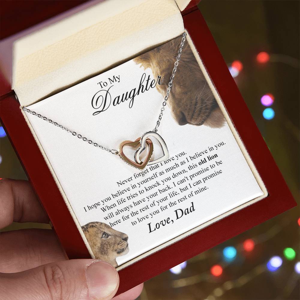 To My Daughter - Love Dad Interlocking Heart Interlocking Hearts Necklace