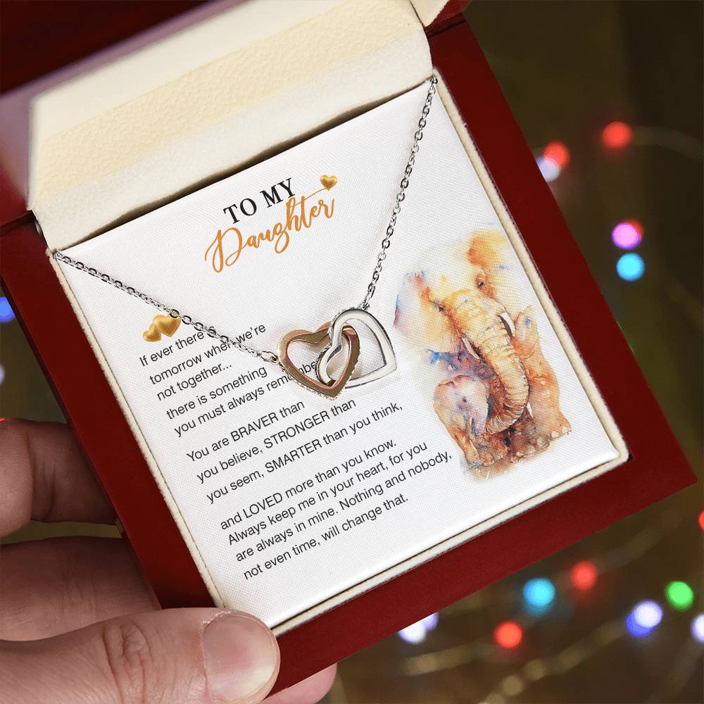 To My Daughter Necklace From Elephant Mom Interlocking Hearts Necklace