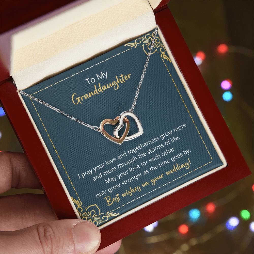 To My Granddaughter May Your Love Grow Stronger Necklace Interlocking Hearts Necklace