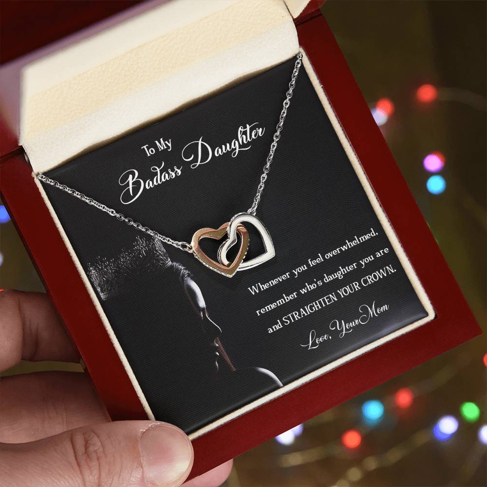 Badass Daughter Interlocking Hearts Necklace