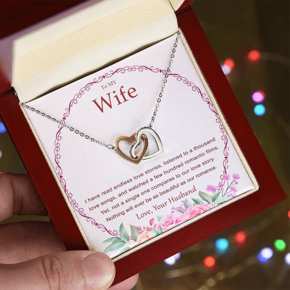 Interlocking Heart Necklace For Wife. Heart Touching Message Card Included. Interlocking Hearts Necklace