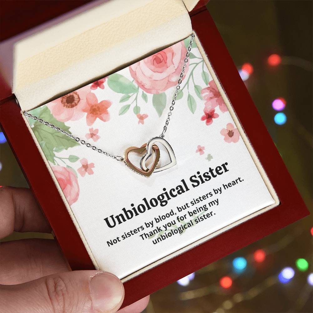 Unbiological Sister Necklace Interlocking Hearts Necklace