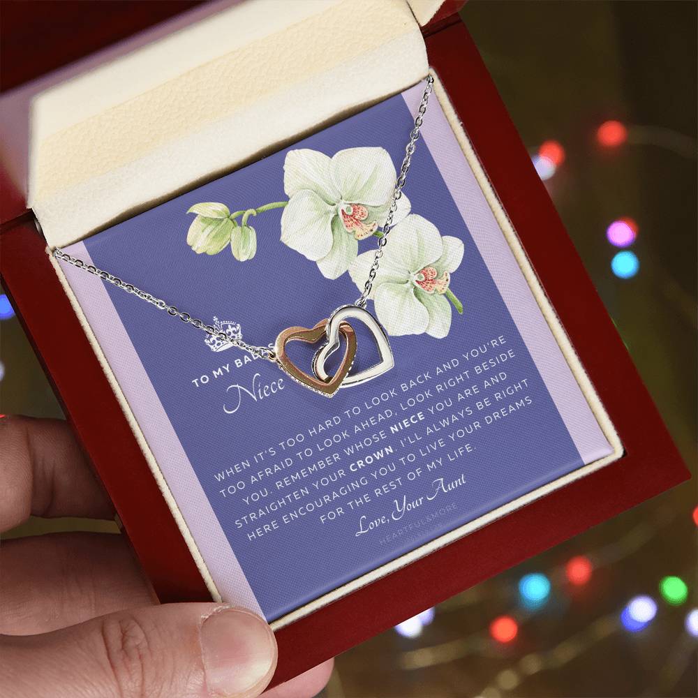 To My Niece Live Your Dreams Necklace Gift For Niece From Aunt Niece Birthday Graduation Christmas Present Interlocking Hearts Necklace