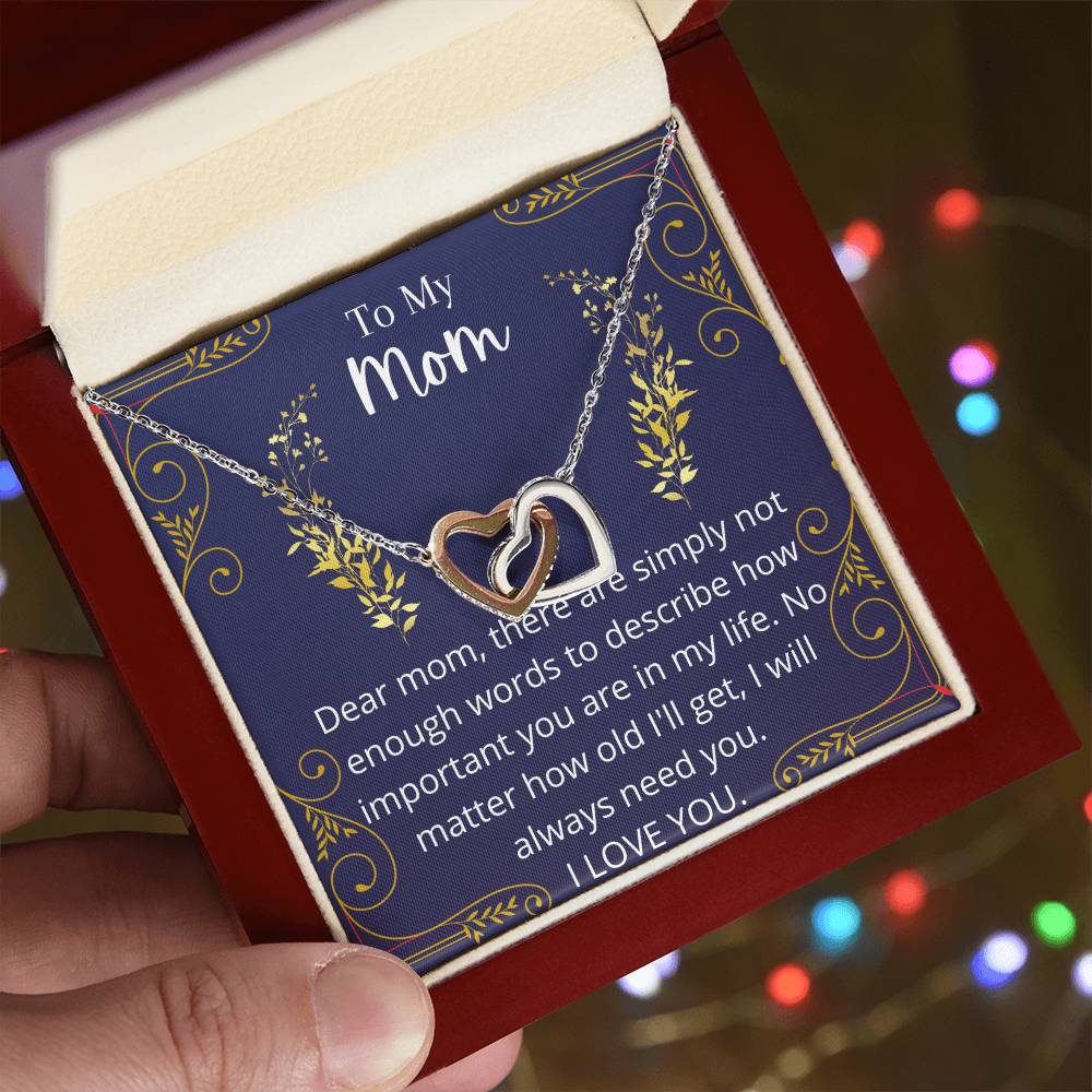 I Will Always Need You Mom Necklace Interlocking Hearts Necklace