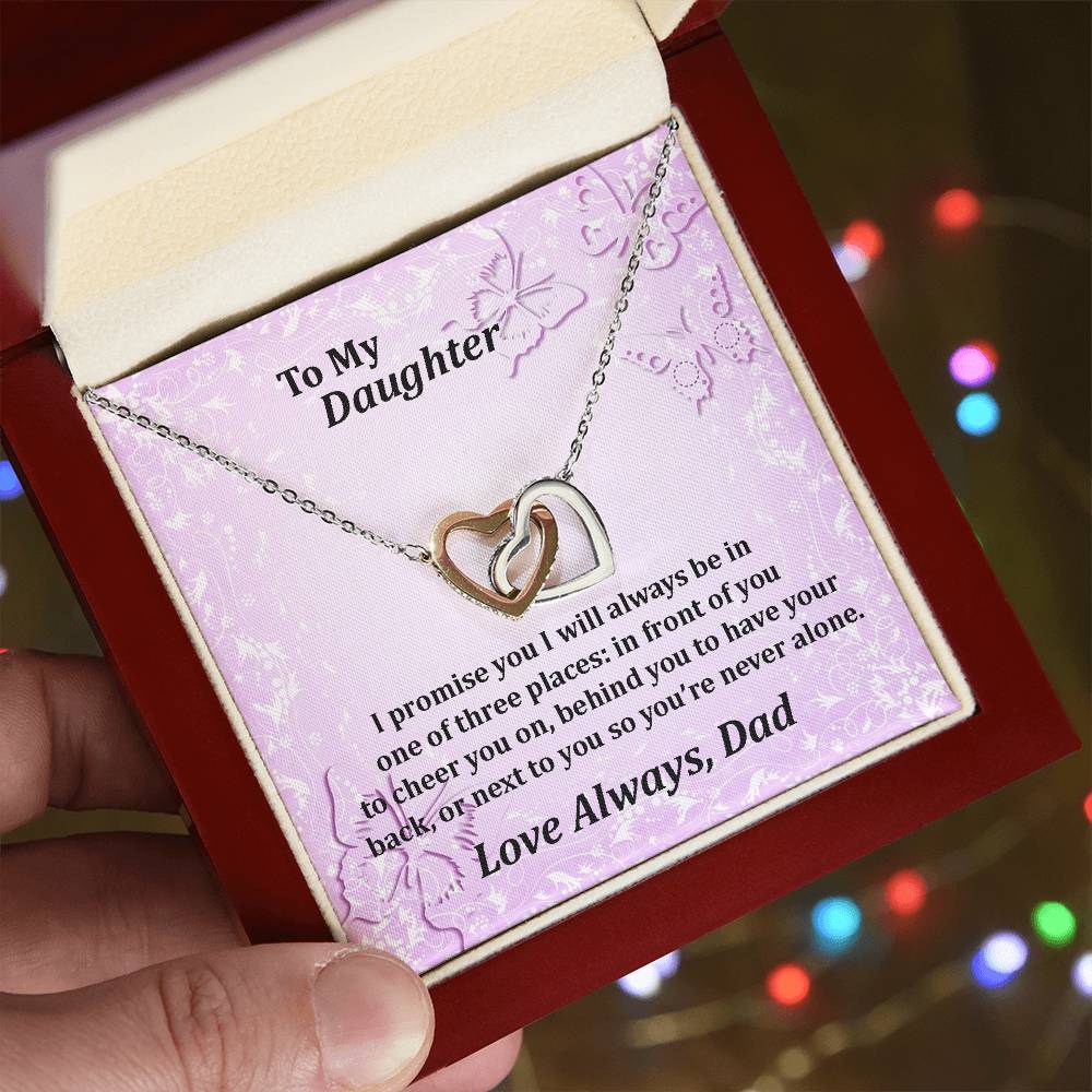 To My Daughter Always With You Never Ending Love Hearts Necklace Interlocking Hearts Necklace
