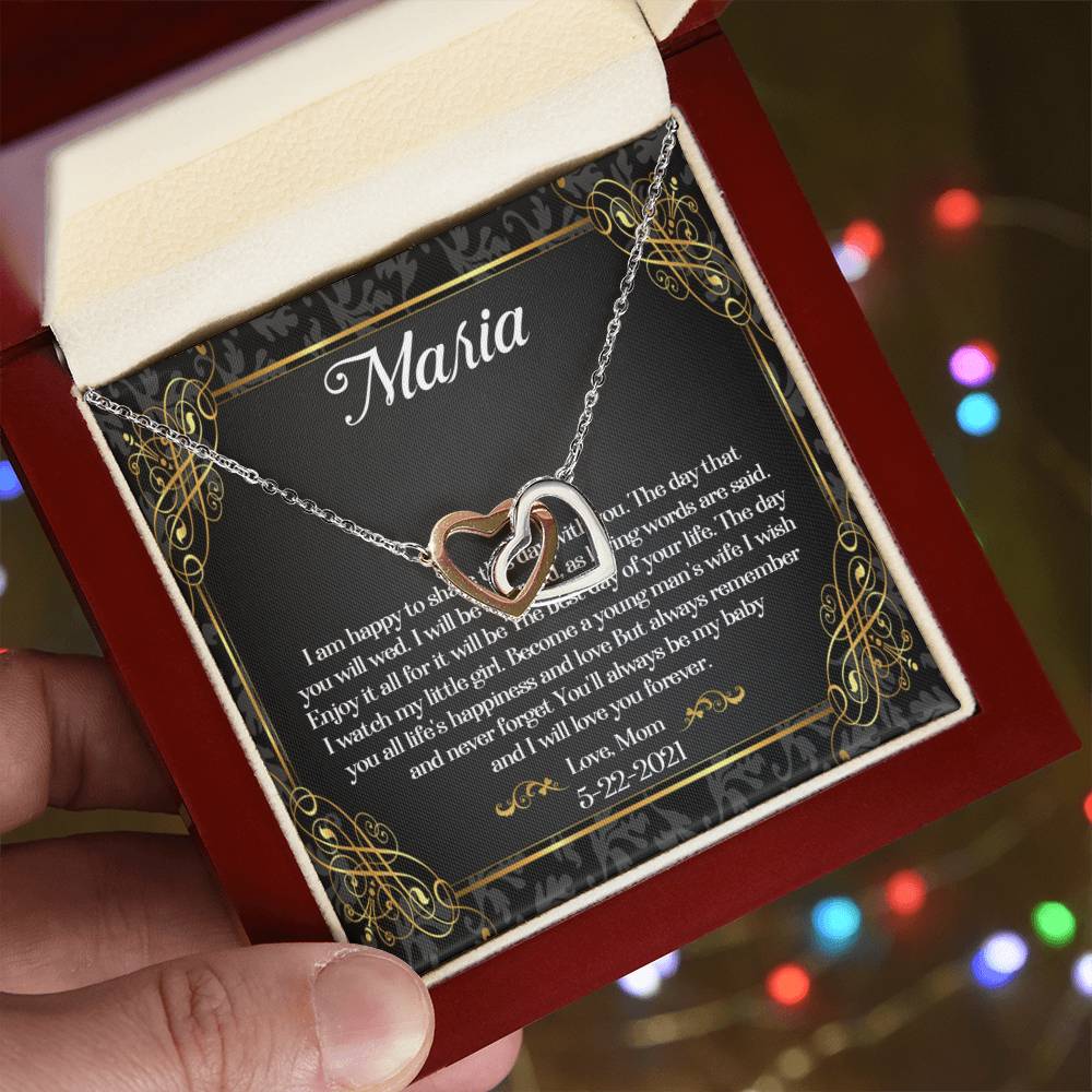 To My Daughter On Her Wedding Day Necklace Daughter Wedding Gift Wedding Gift For Daughter Daughter Interlocking Heart Necklace Wediing Interlocking Hearts Necklace