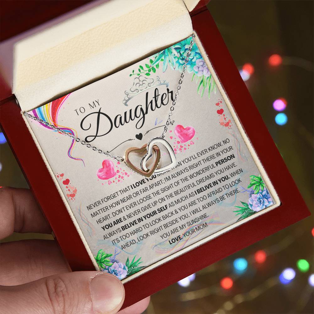 To My Daughter Interlocking Hearts Necklace
