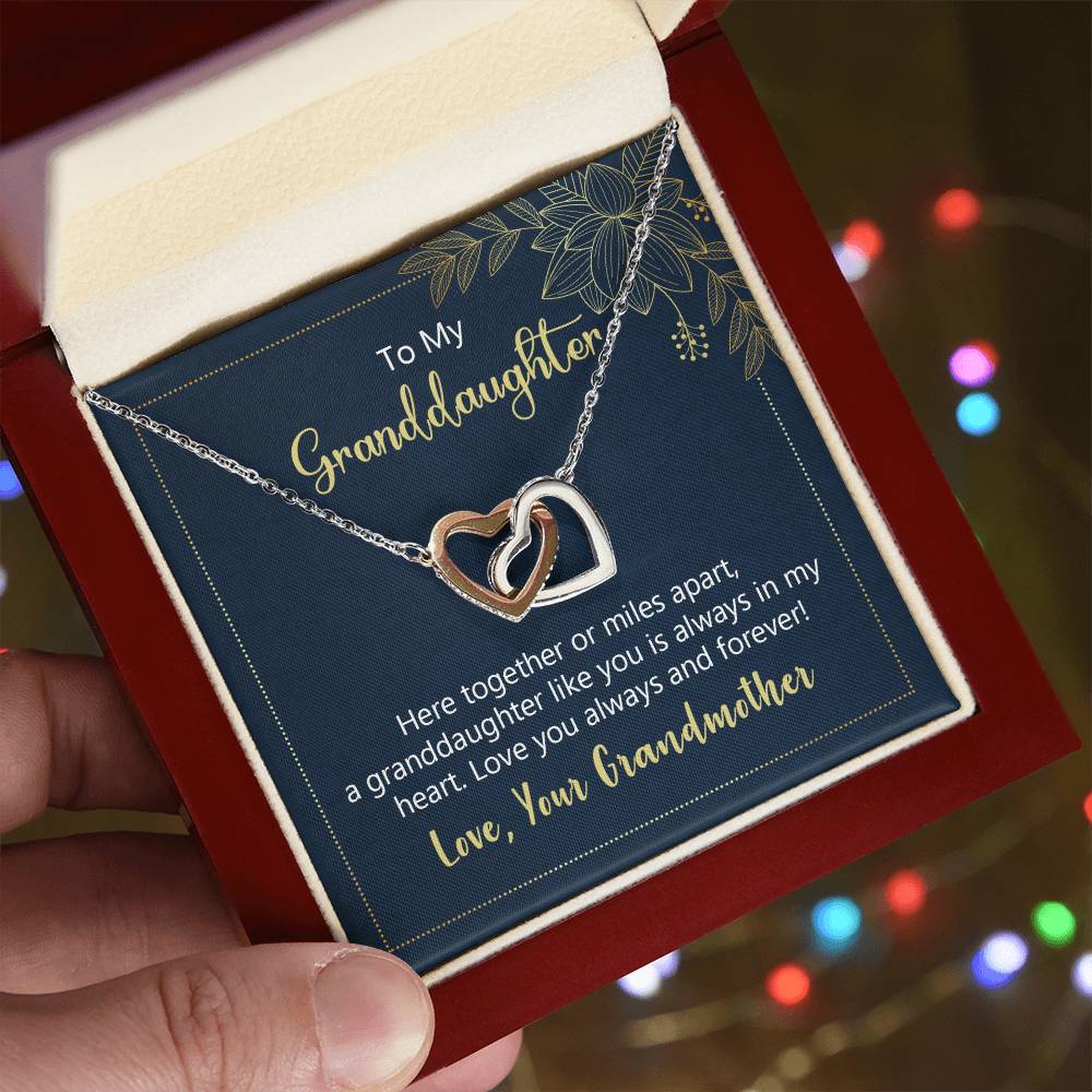 To My Granddaughter Heart Necklace Interlocking Hearts Necklace