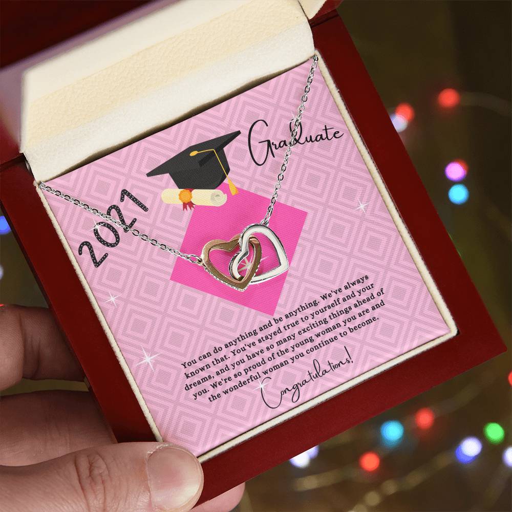 Popular Graduation Gift For Granddaughter 2021- Two Hearts Necklace Interlocking Hearts Necklace