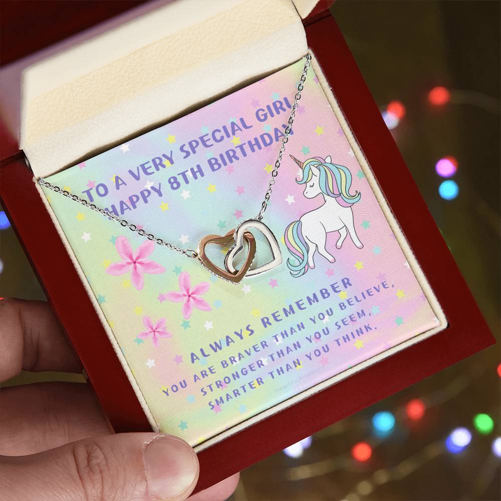 8Th Birthday Gift 8Th Birthday Necklace Gift Happy 8Th Birthday Gift Gift For 8 Year Birthday Girl Interlocking Hearts Necklace