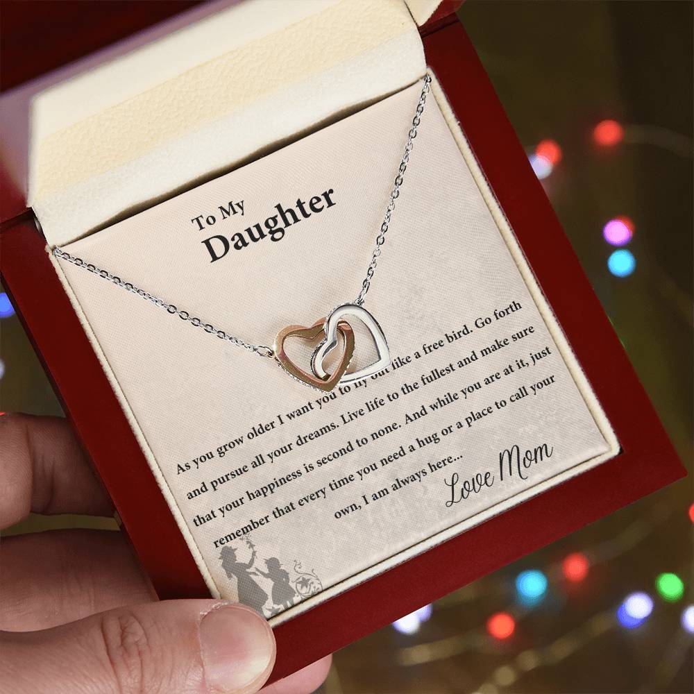 To My Daughter Interlocked Necklace Interlocking Hearts Necklace