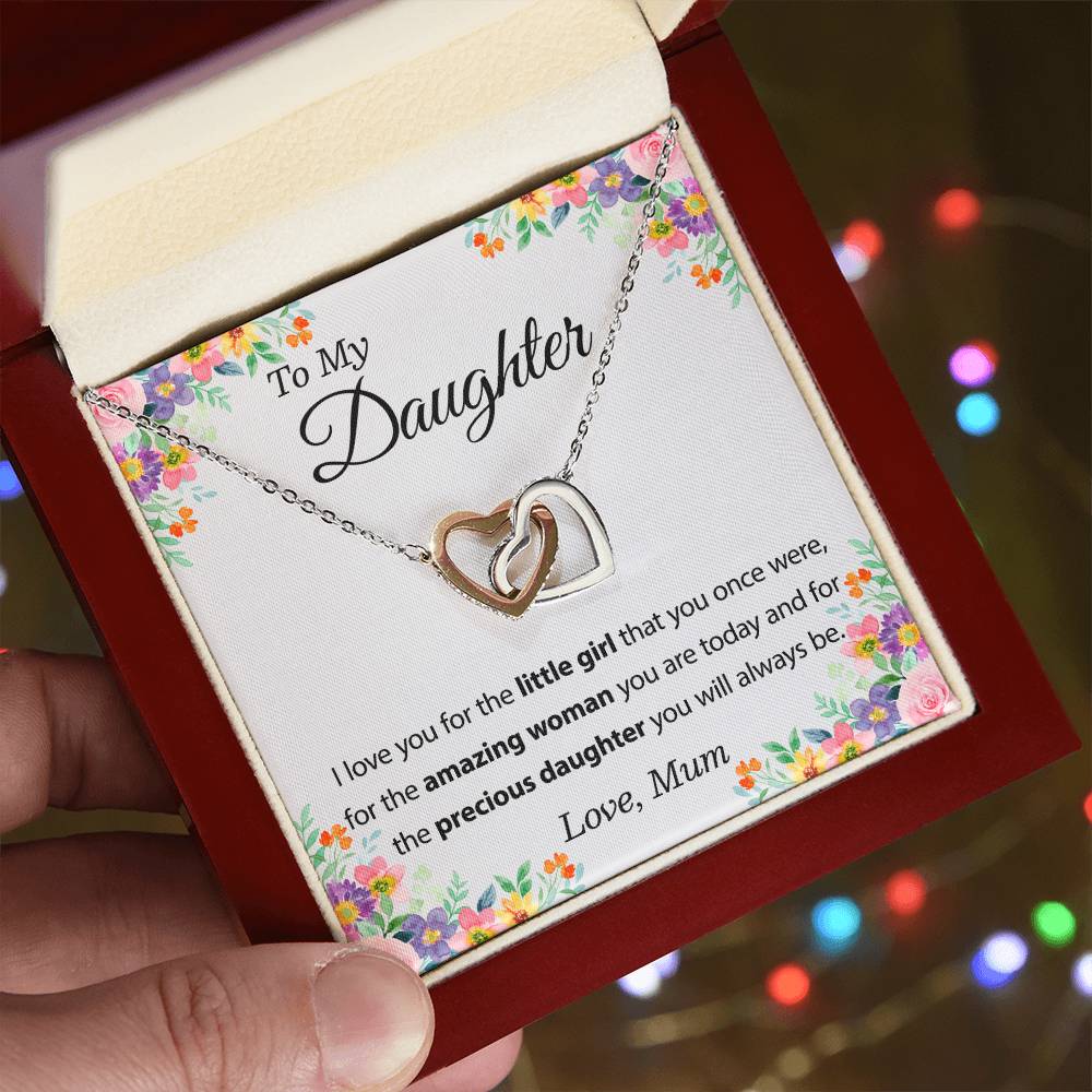 To My Daughter Necklace From Mom - Mother Daughter Necklace Set Of Interlocking Hearts Necklace