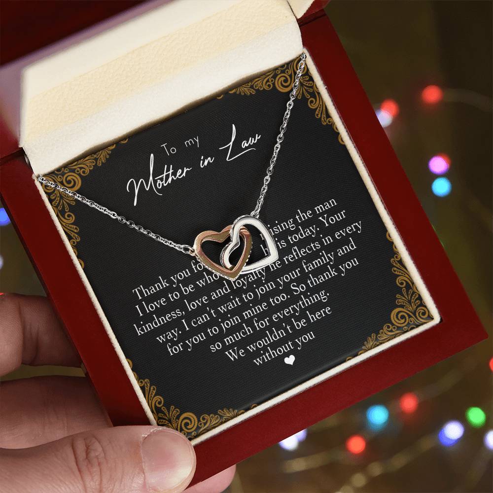 To My Mother In Law Thank You For Raising The Man I Love Heart Necklace Interlocking Hearts Necklace