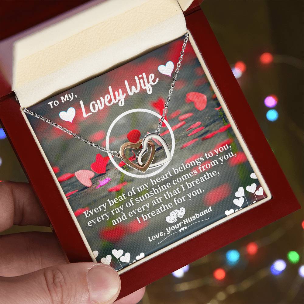 Husband To Wife Necklace Gift With Message Card Interlocking Hearts Necklace