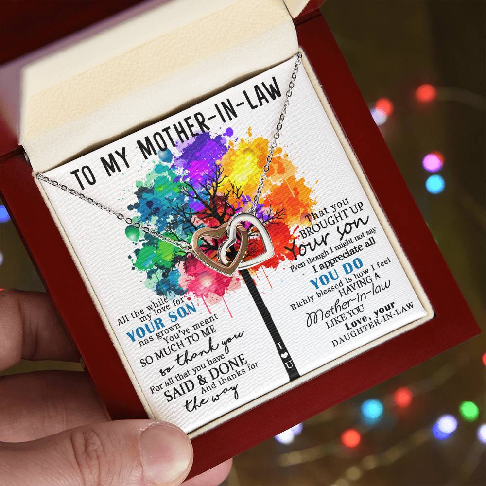 To My Mother-In-Law Gift For Mother-In-Law Mother-In-Law Necklace Mother-In-Law Pendant Mom-In-Law Necklace To My Future Mom-In-Law Interlocking Hearts Necklace