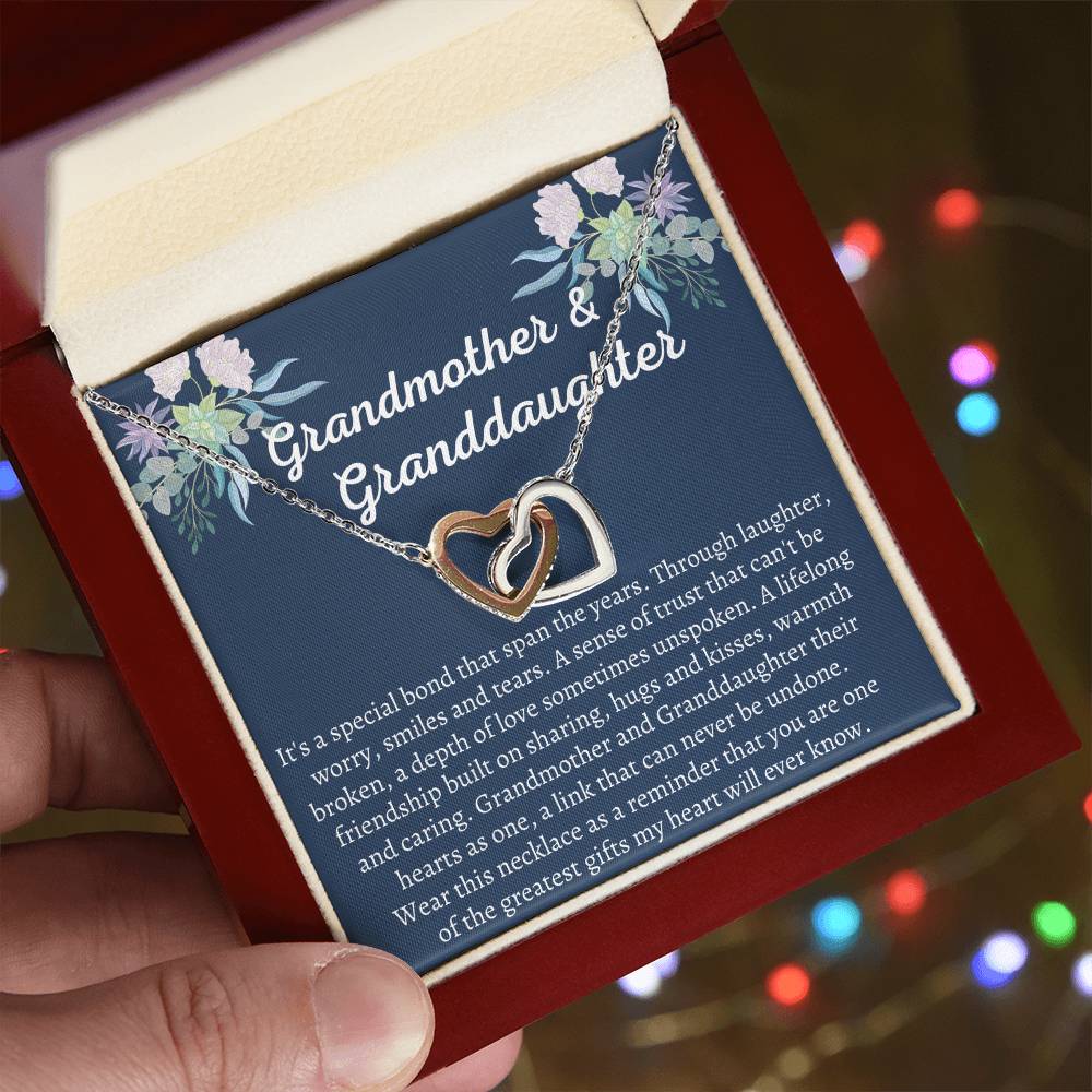 Grandmother & Granddaughter Interlocking Hearts Necklace