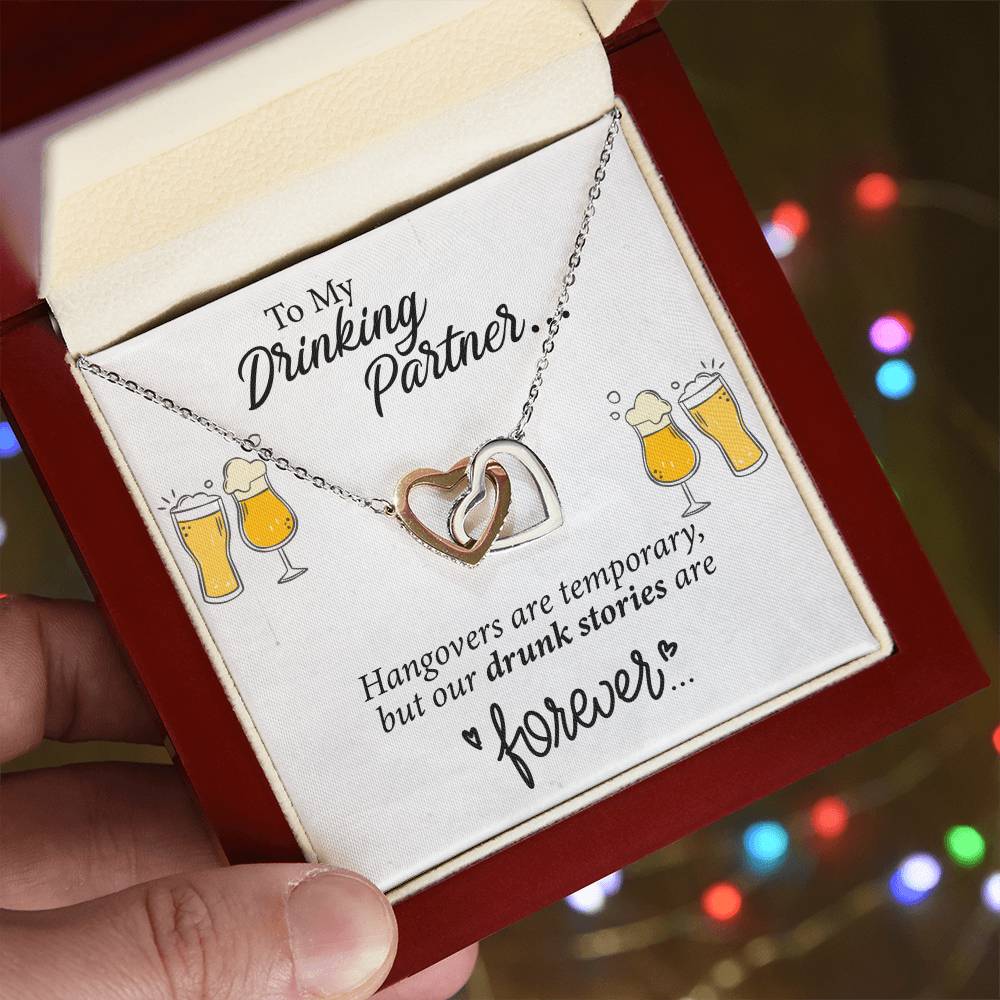 To My Beer Drinking Partner Interlocking Hearts Necklace