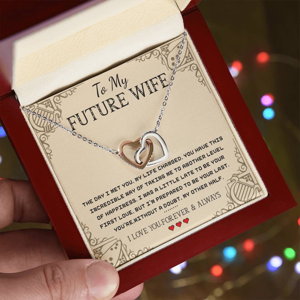 To My Future Wife - I Love You Interlocking Hearts Necklace