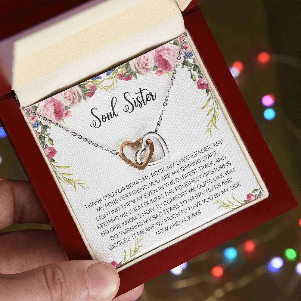 Soul Sister Unbiological Sister Necklace Sorority Sister Sister In Law Necklace Interlocking Hearts Necklace