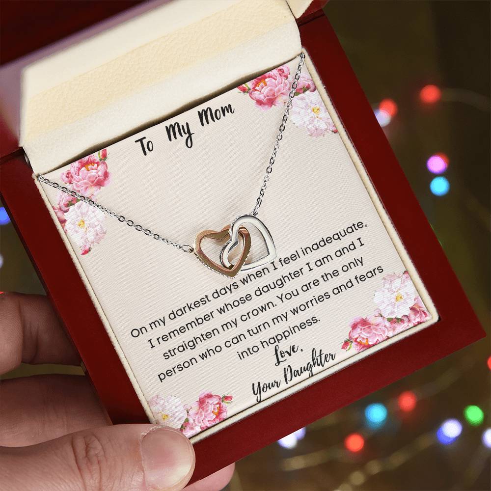 To My Mom From Your Daughter Interlocking Necklace Interlocking Hearts Necklace