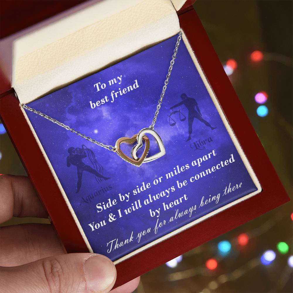 Aquarius To Libra Best Friend Interlocked Hearts Necklace Interlocking Hearts Necklace