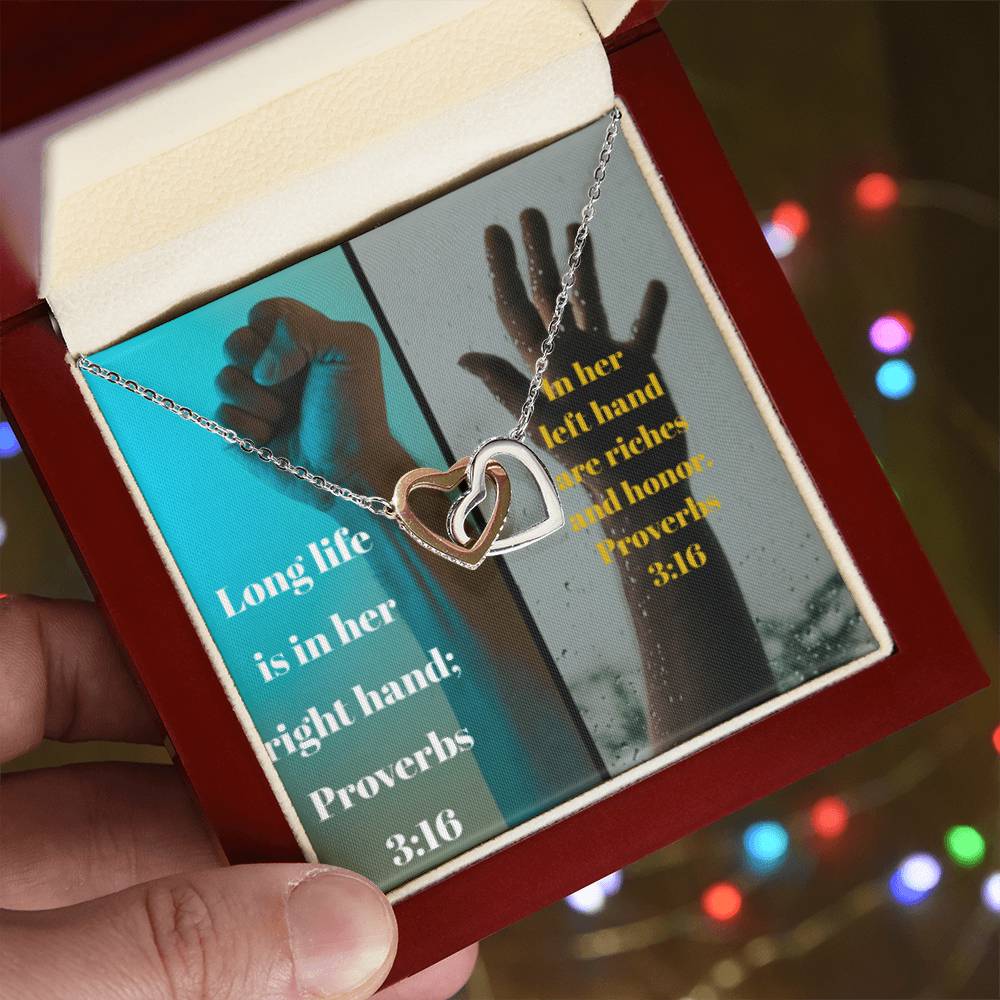 Ike Mens Collage Proverbs Jewelry Interlocking Hearts Necklace