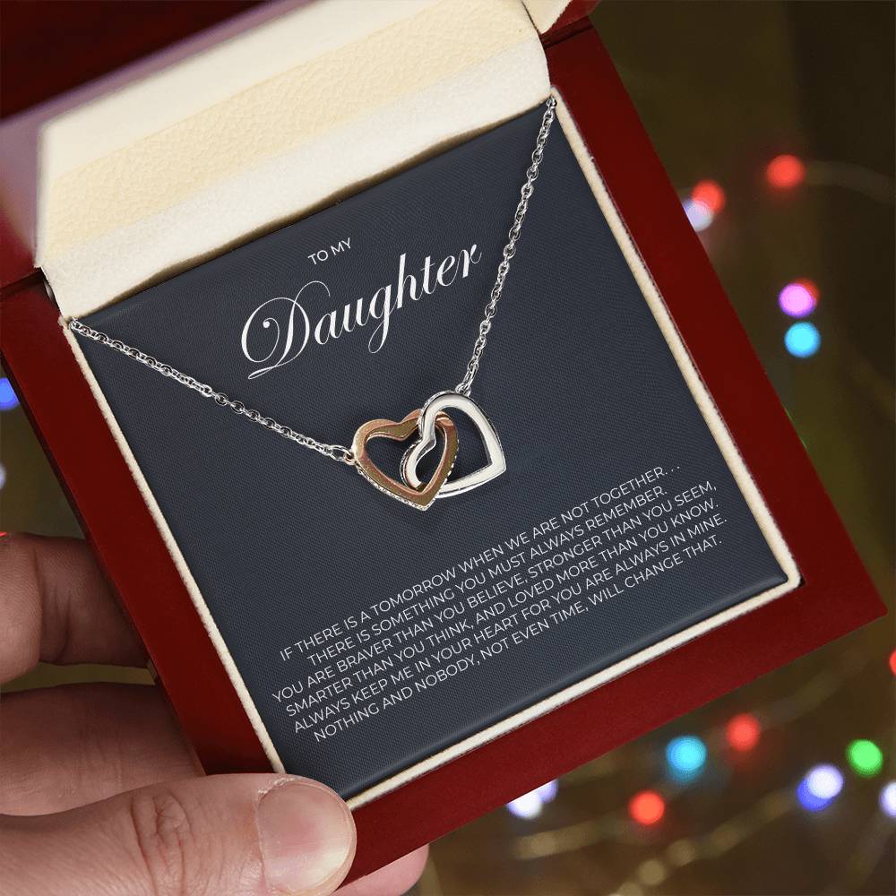 To My Daughter - Tomorrow - Necklace Interlocking Hearts Necklace