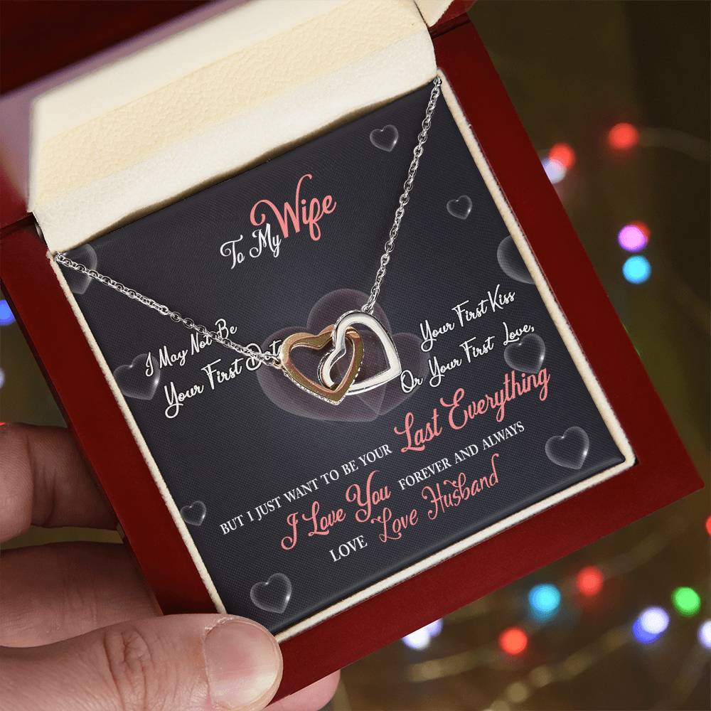 To My Wife - I Love You Forever And Always - Interlocking Hearts Necklace