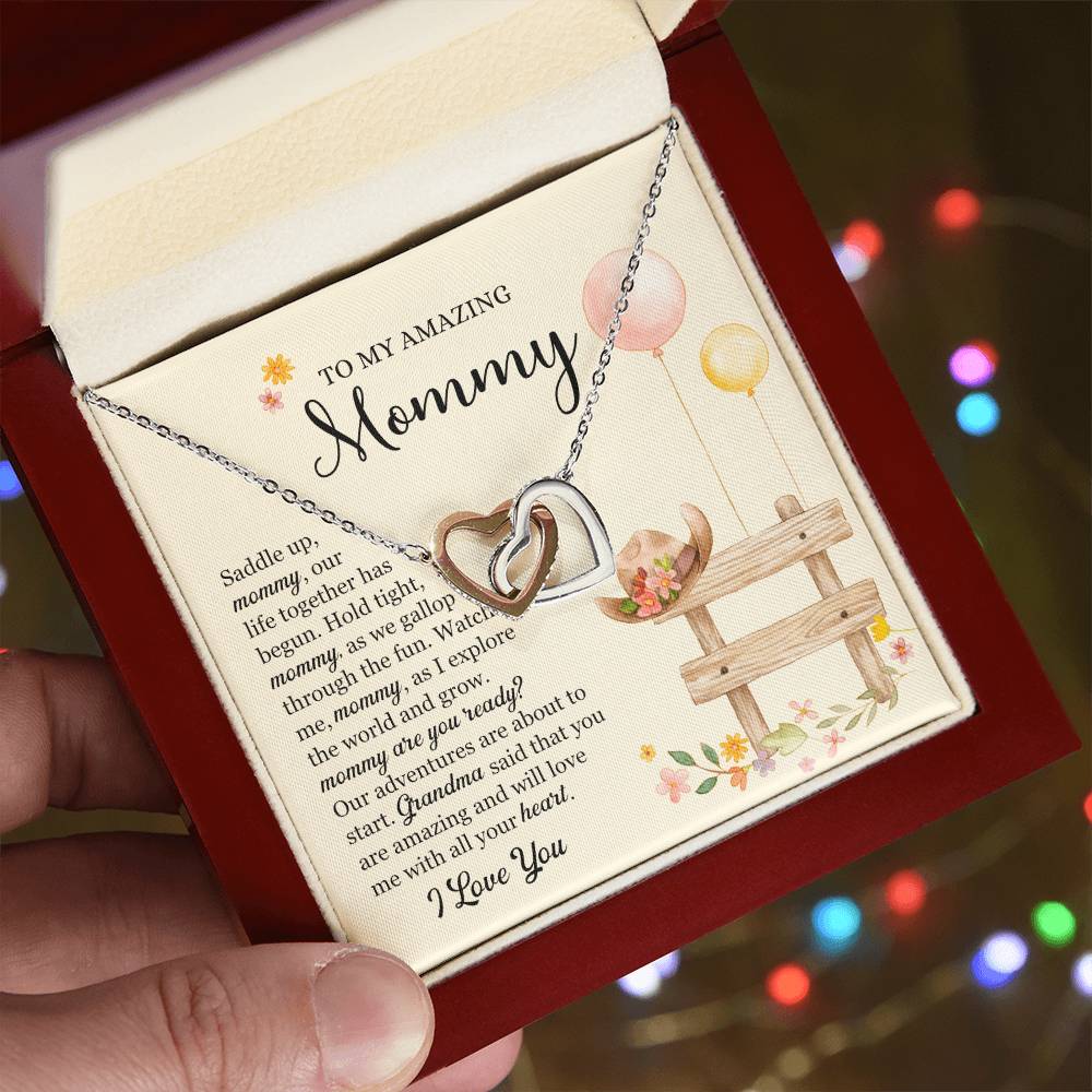Saddle Up Amazing Mommy Necklace Interlocking Hearts Necklace