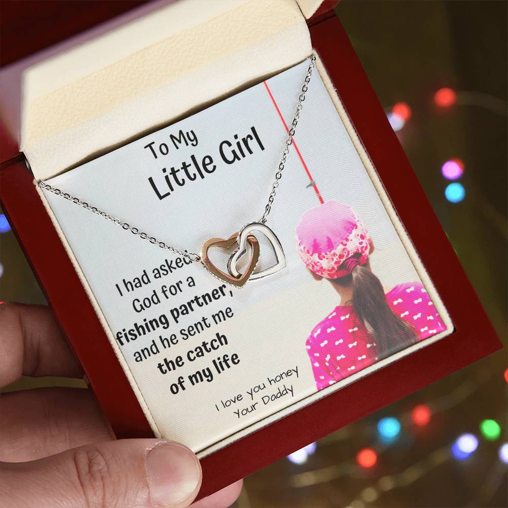 To My Little Girl Interlocking Heart Necklace With Message Card Interlocking Hearts Necklace