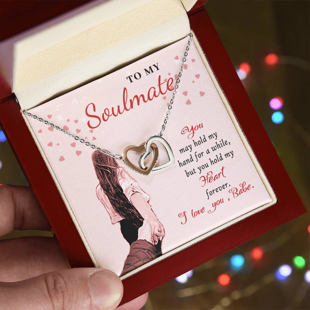 To My Soulmate - Interlocking Necklace - I Love You Babe Interlocking Hearts Necklace