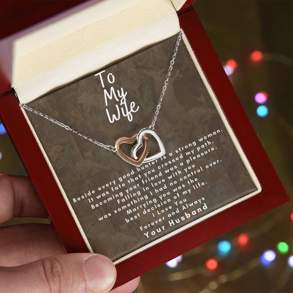 Dear Wife - Make Her Day - Dual Hearts Necklace Interlocking Hearts Necklace
