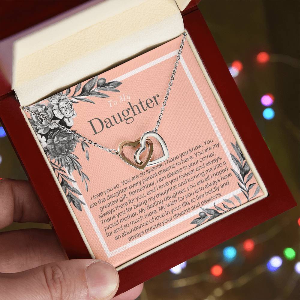 Daughter Gift Interlocking Hearts Necklace