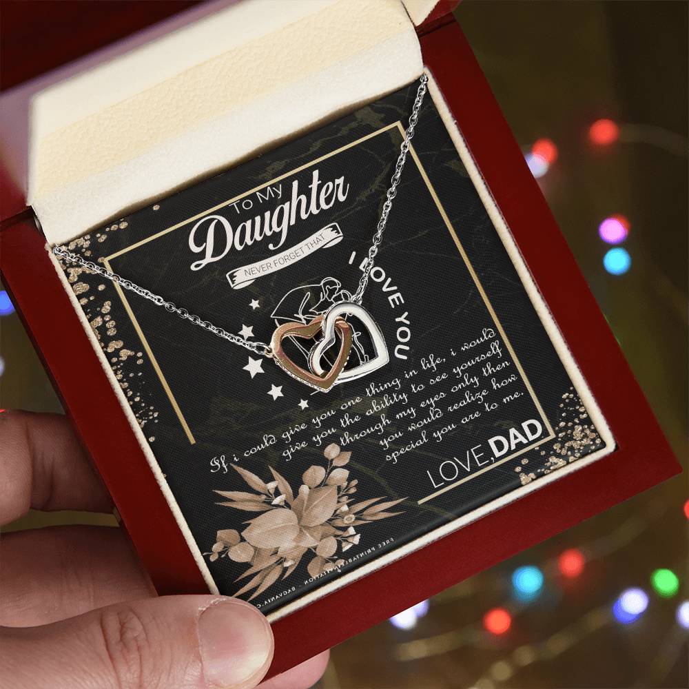 To My Daughter Interlocking Hearts Necklace