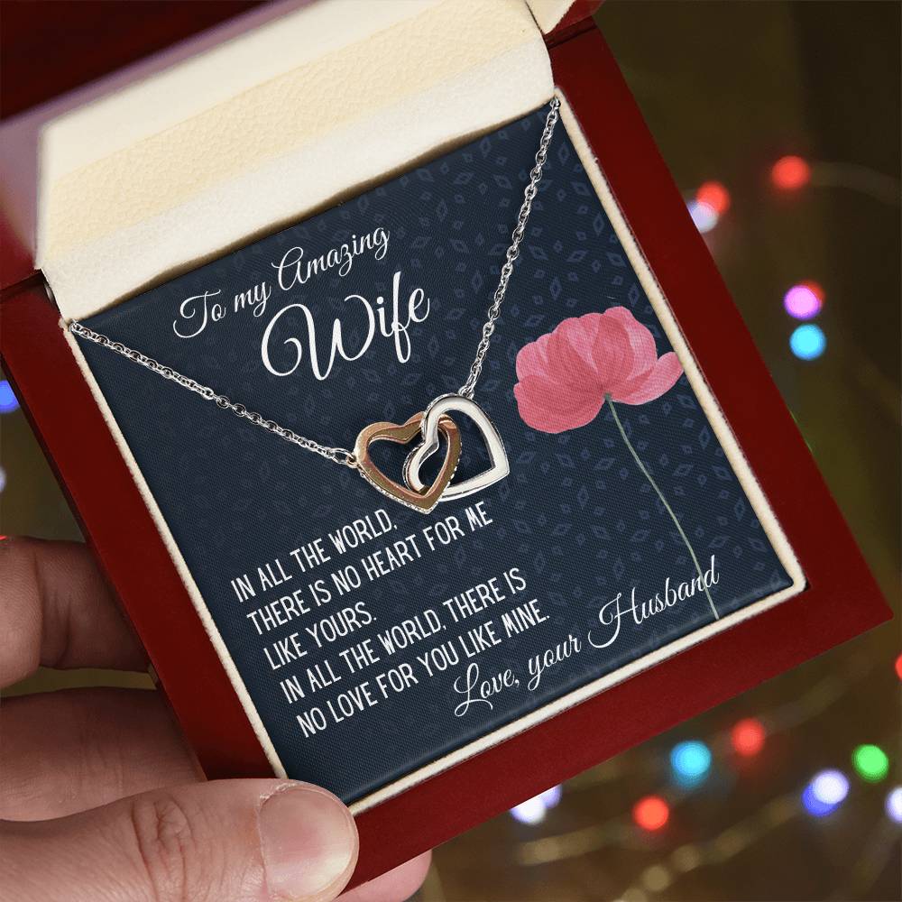 Gift For Wife There Is No Heart For Me Like Yours Interlocking Hearts Necklace B