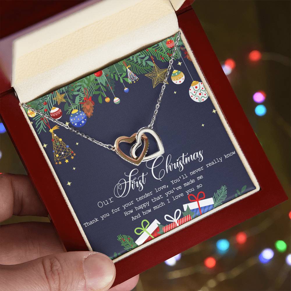 Our First Christmas Interlocking Hearts Necklace Message Card