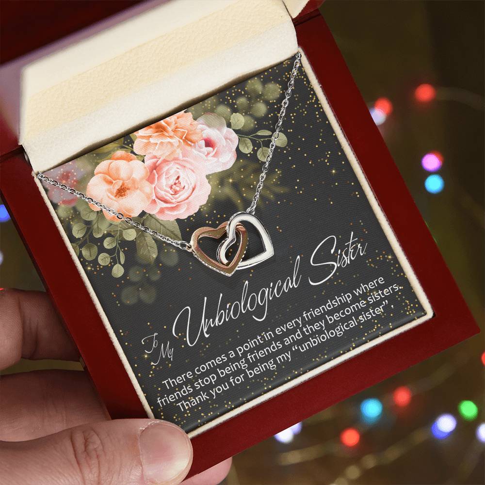To My Unbiological Sister Interlocking Hearts Necklace