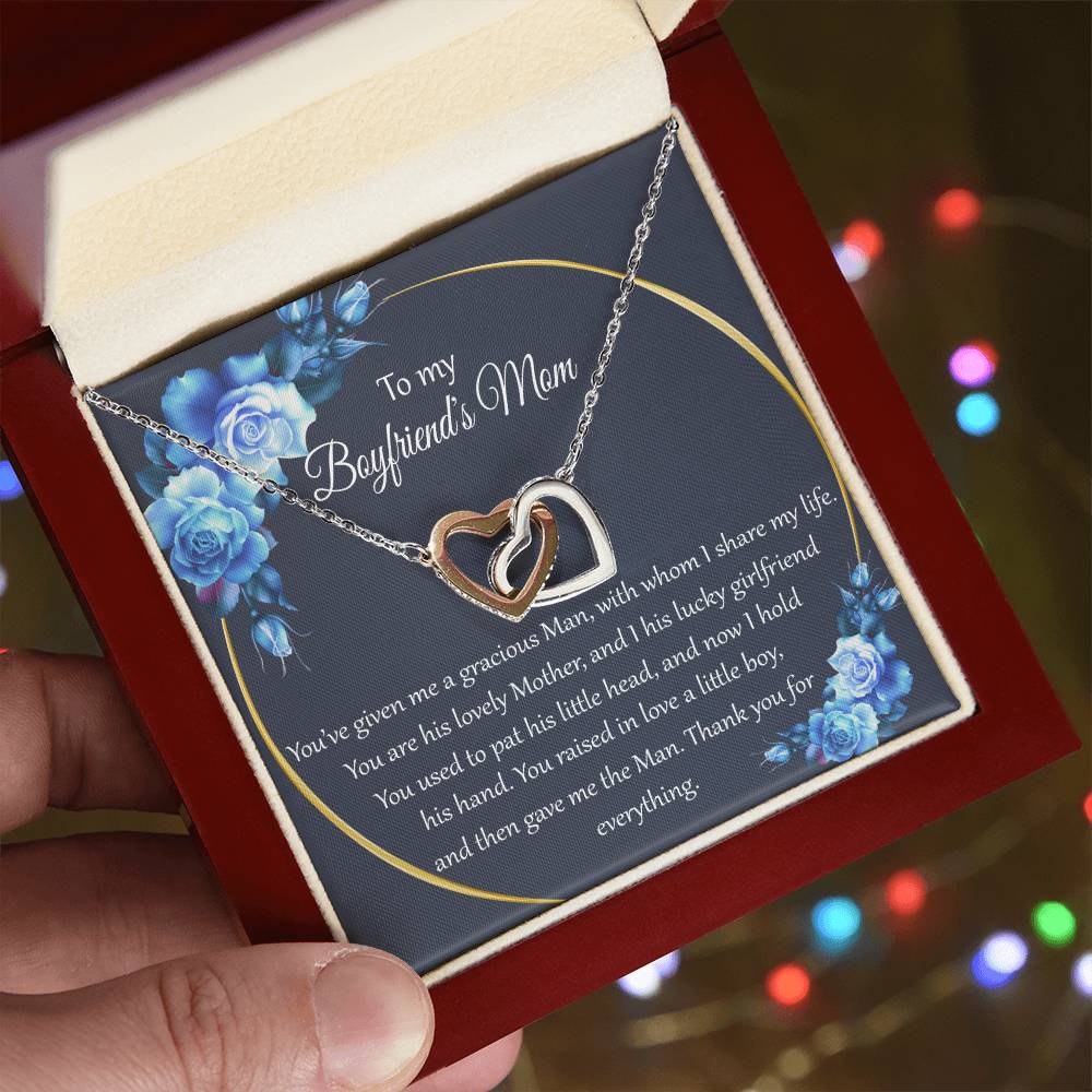 To My Boyfriends Mom Interlocking Hearts Necklace