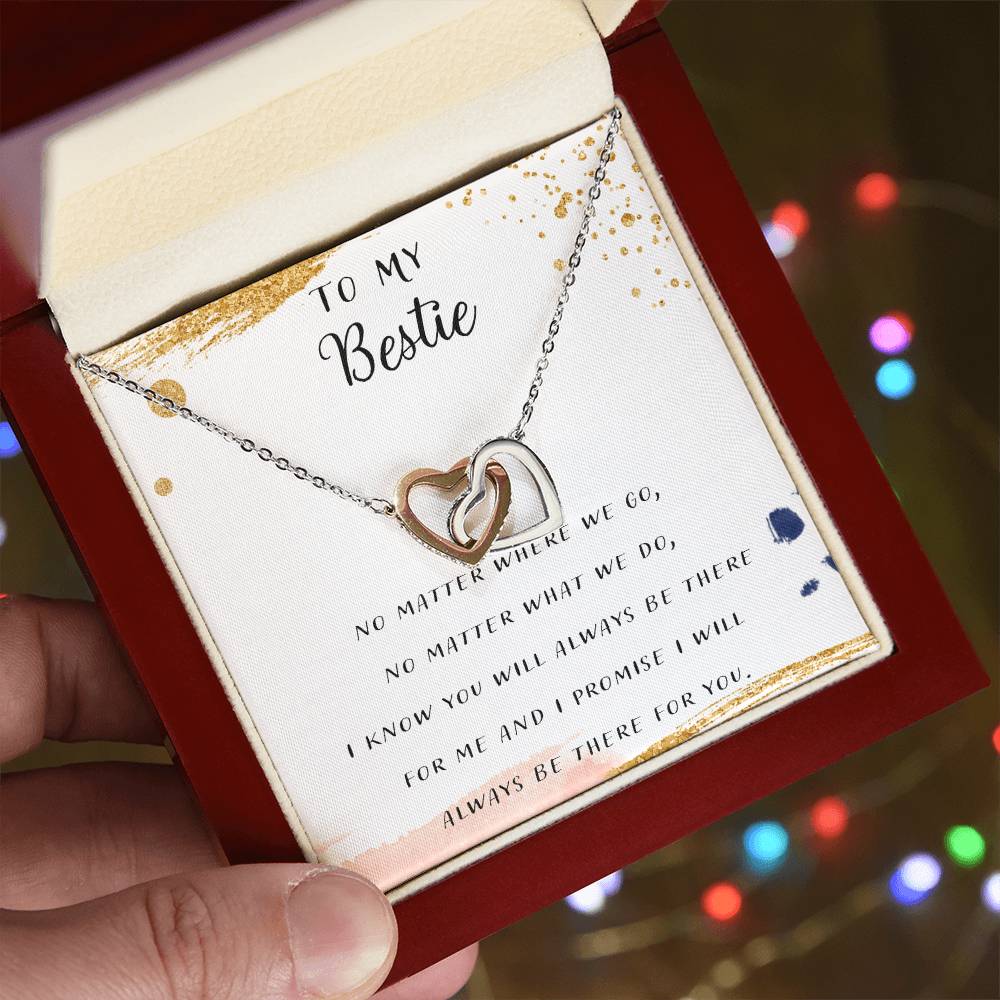 To My Bestie I Laugh A Little Louder Because Of You Interlocking Hearts Necklace