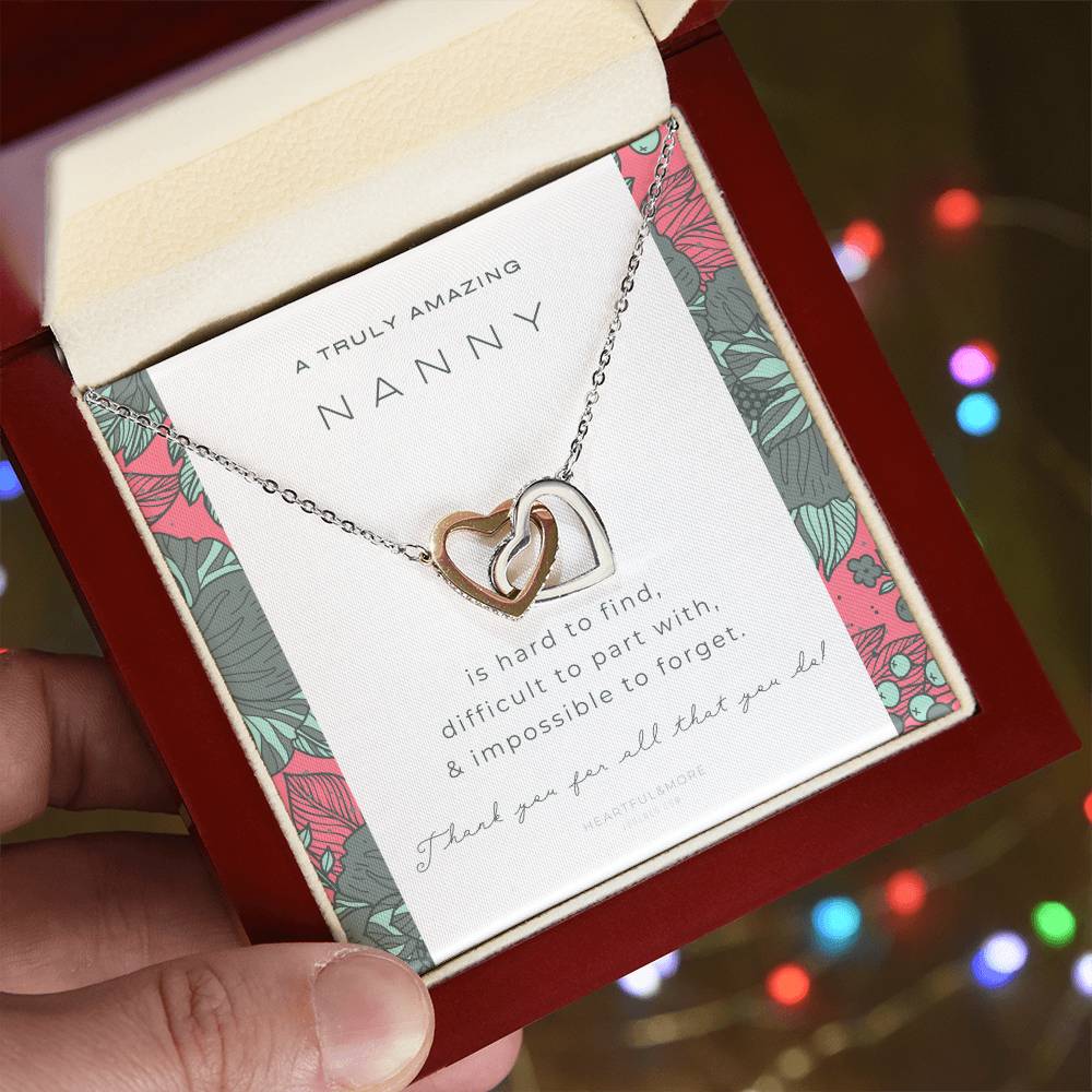 Nanny Appreciation Necklace Gift Nanny Thank You Gift Thank You Nanny Gift For Nanny Leaving A Truly Amazing Babysitter Gift Best Nanny Interlocking Hearts Necklace