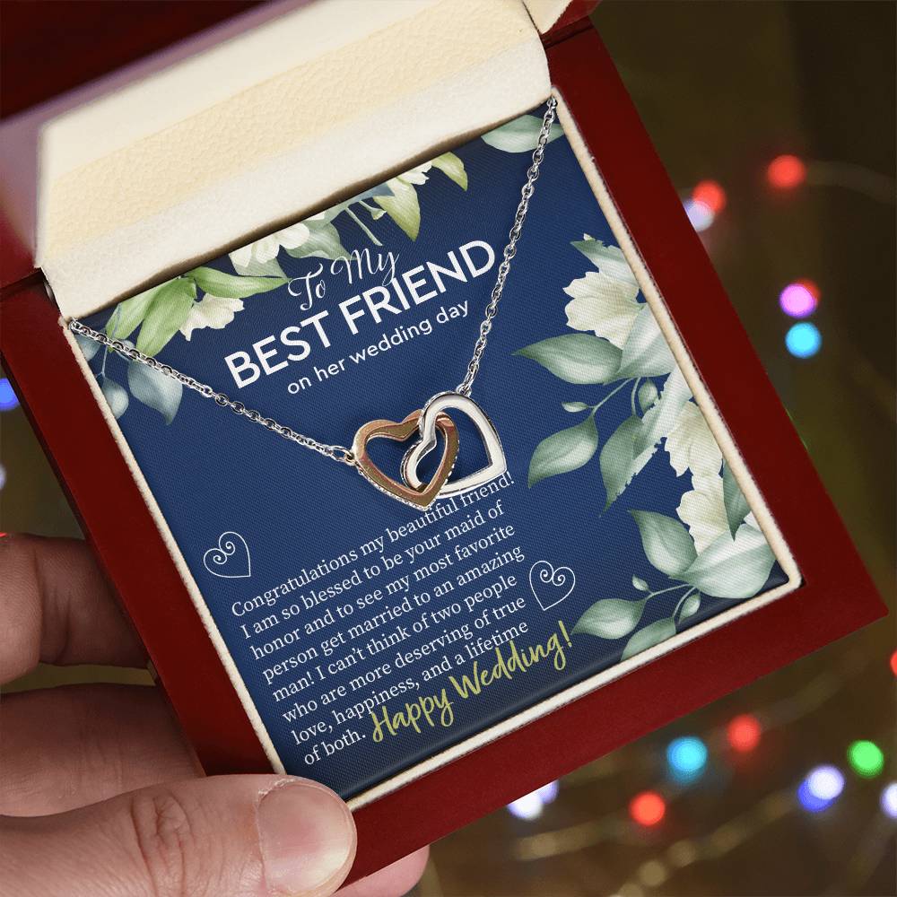 Gift To Best Friend On Wedding Wedding Gift To Friend From Maid Of Honor Maid Of Honor Gift To Bride Besties Necklace Gift Interlocking Hearts Necklace