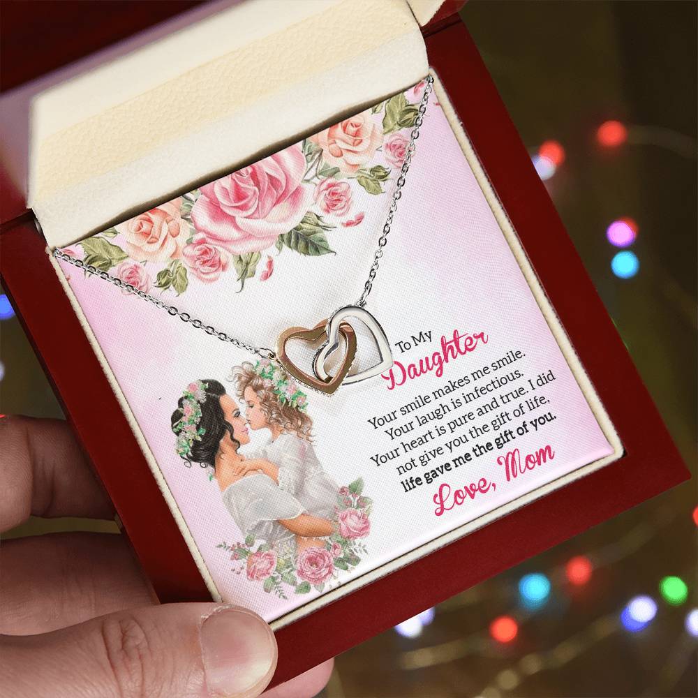 Forever Bonding Heart Necklace Gift Set - To My Daughter Interlocking Hearts Necklace