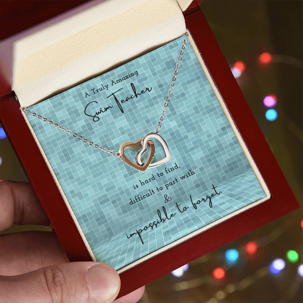 Gift For Swim Teacher Swim Teacher Appreciation Gift A Truly Amazing Swim Teacher Gift Interlocking Hearts Necklace