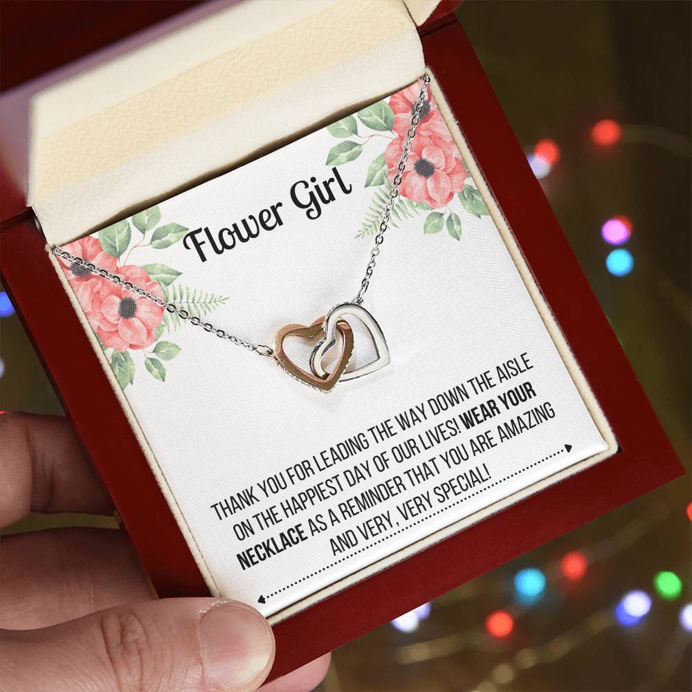Flower Girl Necklace - Bridesmaid Necklace Interlocking Hearts Necklace