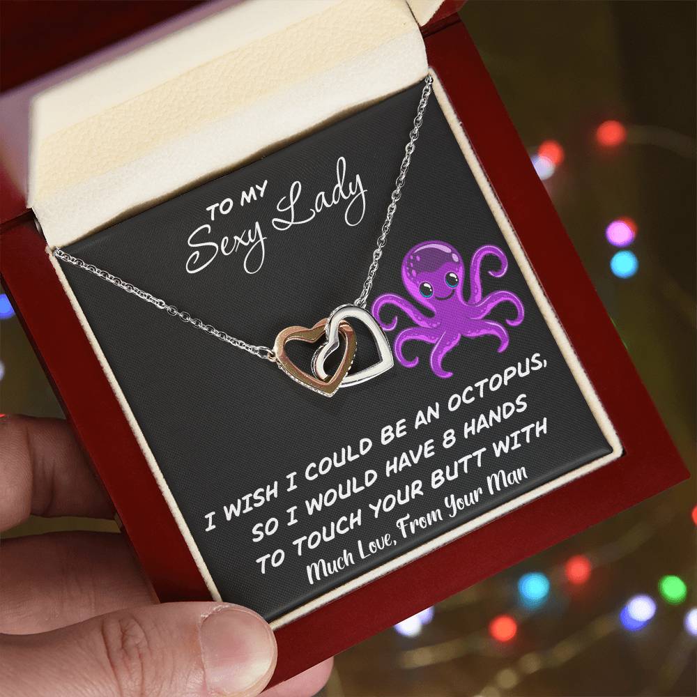 To My Sexy Lady - I Wish I Had 8 Hands - Love Necklace Interlocking Hearts Necklace