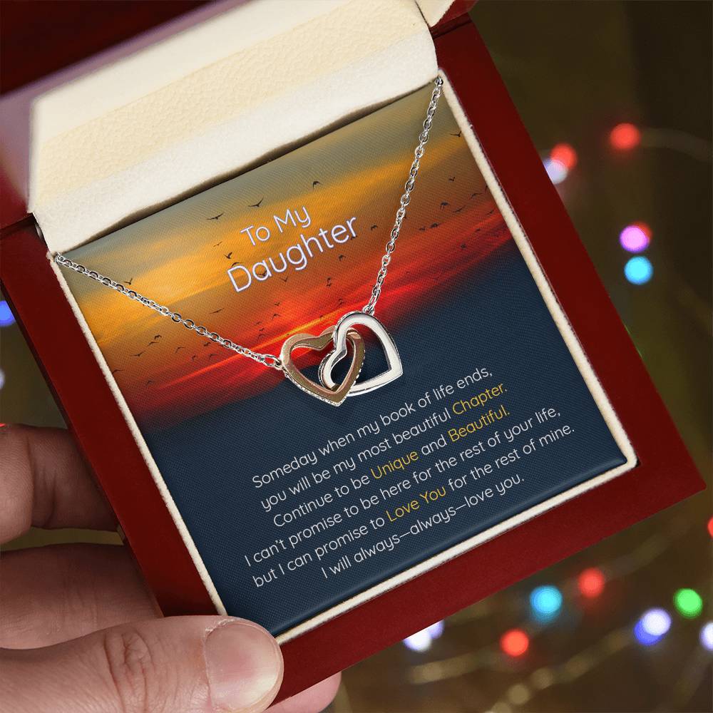 Daughter I Will Always Always Love You - Hearts Necklace Interlocking Hearts Necklace